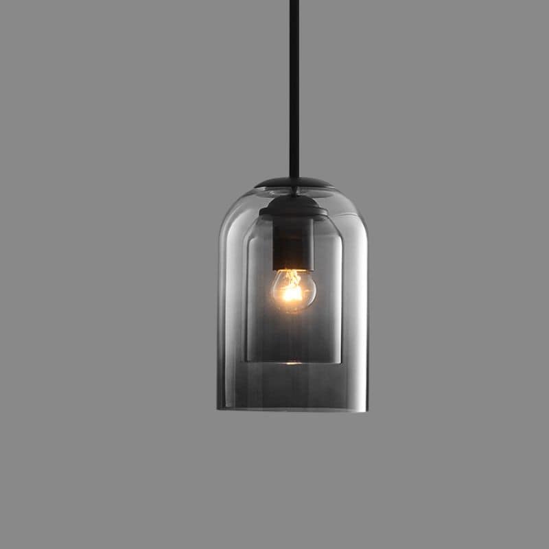 BowLift | Mica Mid-Century Pendant Lamp – Double Glass Shade with Iron Fittings