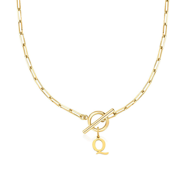 BowLift | Paperclip Letter Initial Circle Lock Clasp Necklace