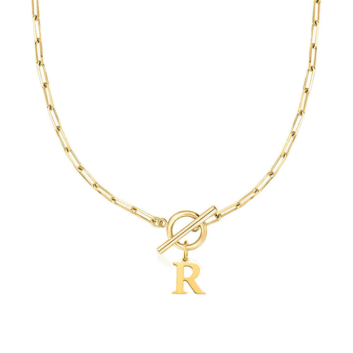 BowLift | Paperclip Letter Initial Circle Lock Clasp Necklace