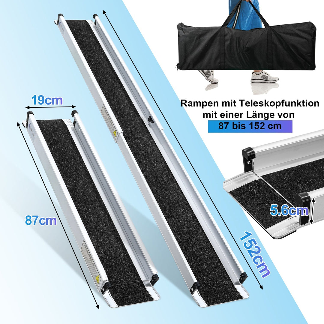 2x Wheelchair Ramp Aluminum Loading Ramp up to 300 kg | Bowlift