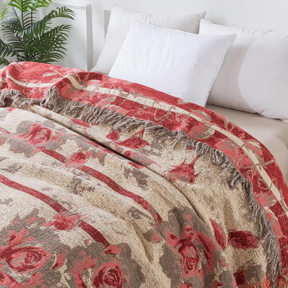 BowLift | Rosewood Grace Throw Cotton Blanket
