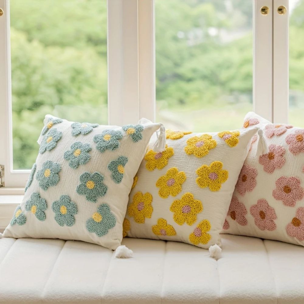 BowLift | Rosy Bloom Tufted Cushion Cover