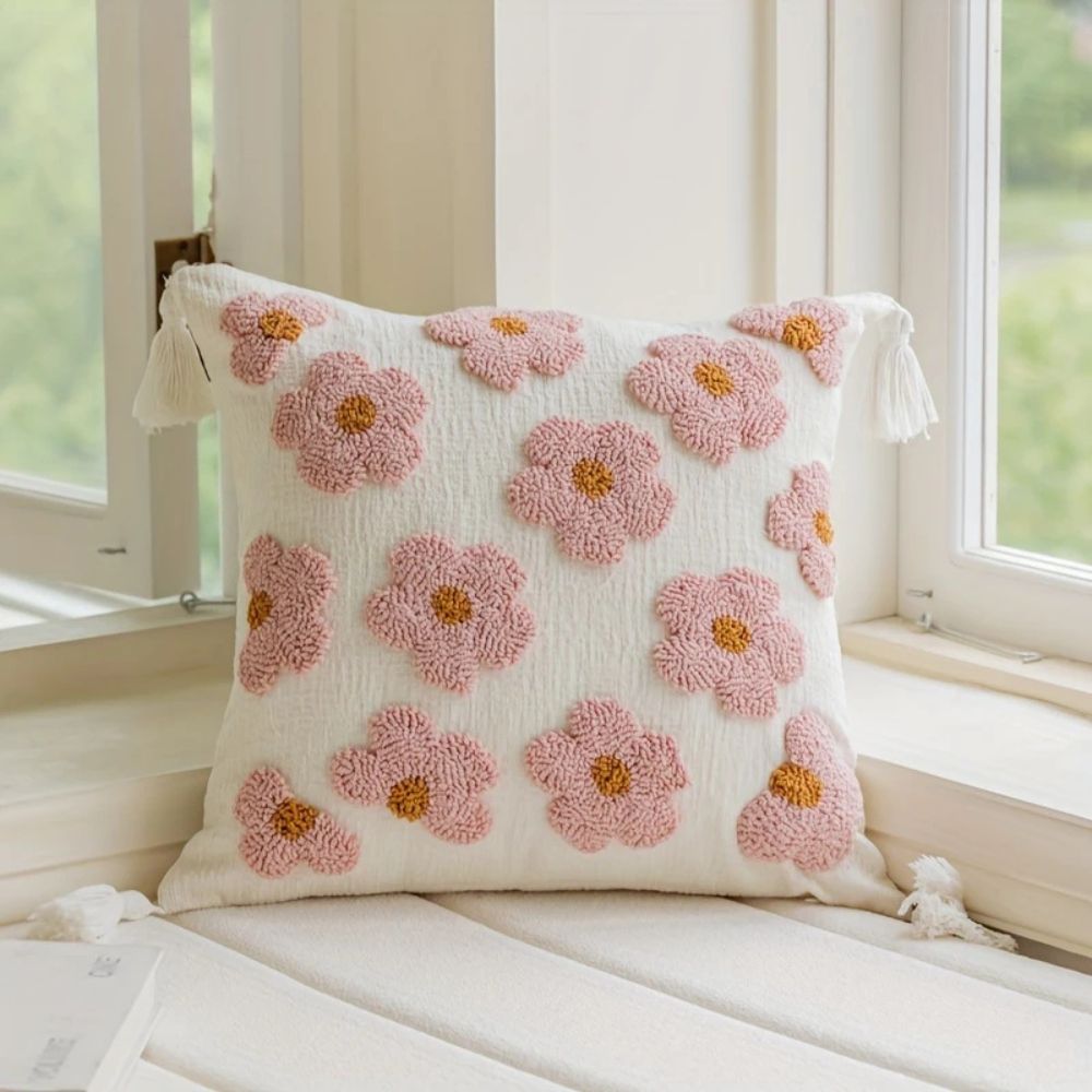 BowLift | Rosy Bloom Tufted Cushion Cover