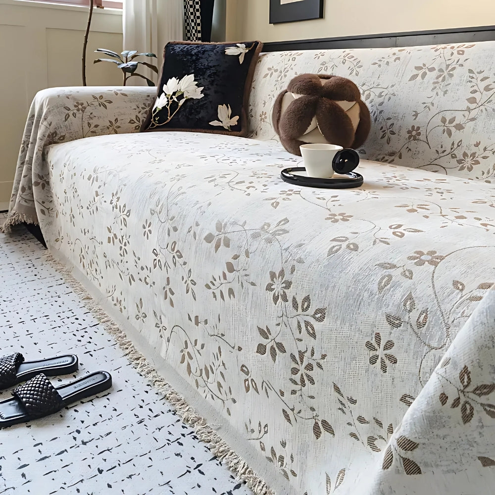 BowLift | Rustic Blossom Ivory Floral Sofa Cover