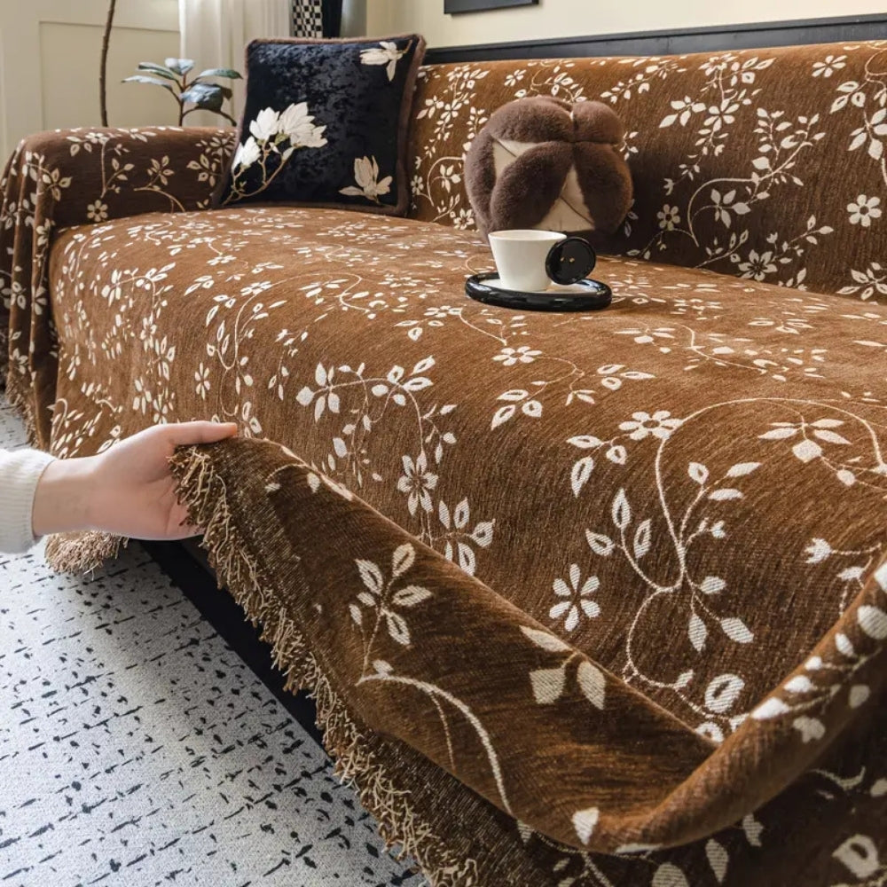 BowLift | Rustic Blossom Ivory Floral Sofa Cover