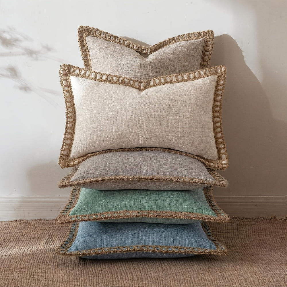 BowLift | Rustic Linen Trim Decorative Cushion Cover