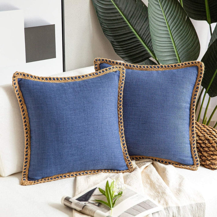 BowLift | Rustic Linen Trim Decorative Cushion Cover