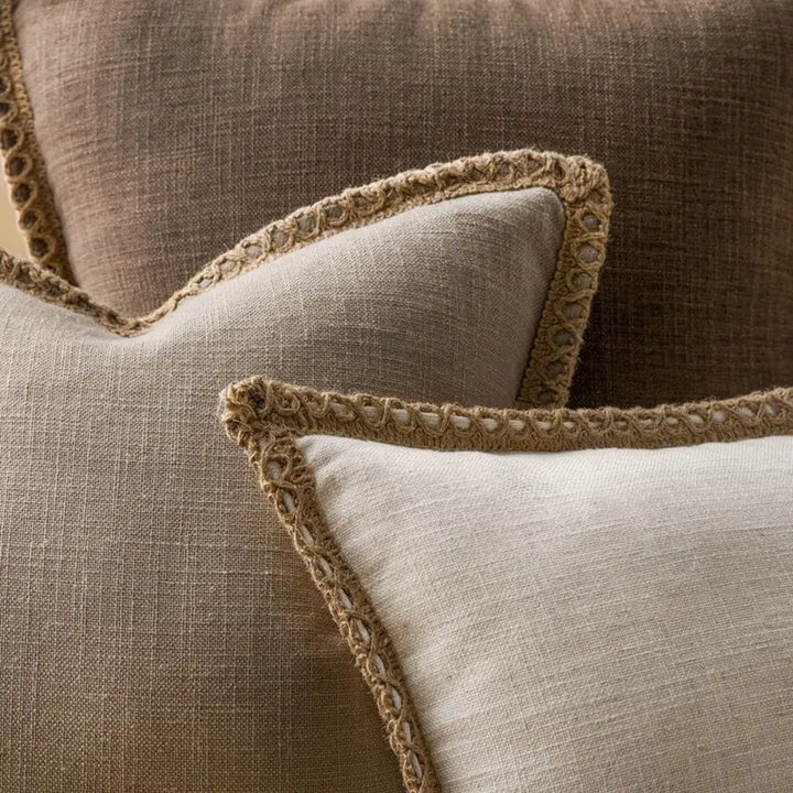 BowLift | Rustic Linen Trim Decorative Cushion Cover