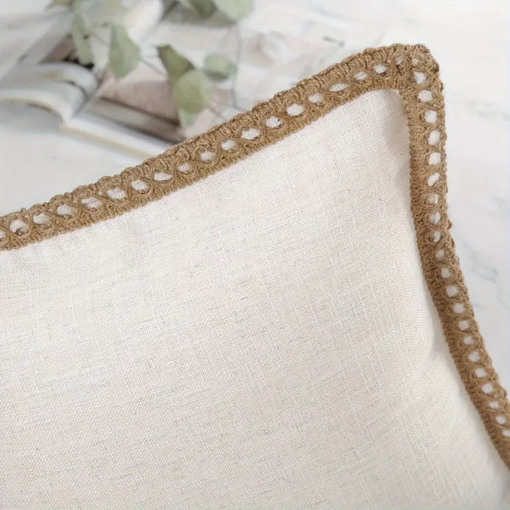 BowLift | Rustic Linen Trim Decorative Cushion Cover