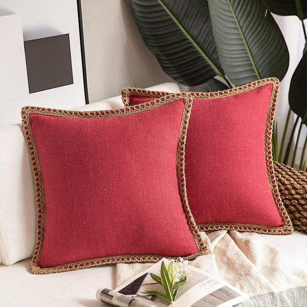 BowLift | Rustic Linen Trim Decorative Cushion Cover