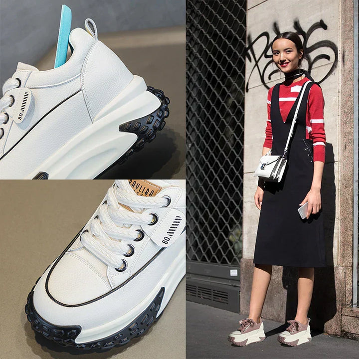 BowLift | 7 cm Platform Wedge Sneakers made of Leather