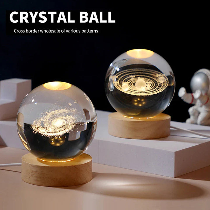 BowLift | Astranova Galaxy Night Light | LED Crystal Ball with Milky Way Design | Warm White Light | Creative Gift for Kids & Adults