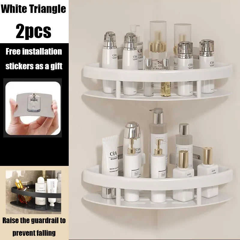 BowLift | AquaSpace Pro | Corner Shower Shelf Without Drilling | Aluminum | Rust-Free & Load-Bearing | Bathroom Shelf in Black, White, Silver or Black-Gold