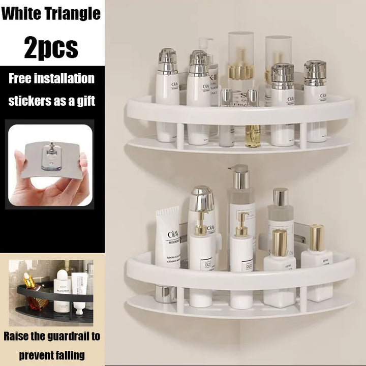 BowLift | AquaSpace Pro | Corner Shower Shelf Without Drilling | Aluminum | Rust-Free & Load-Bearing | Bathroom Shelf in Black, White, Silver or Black-Gold