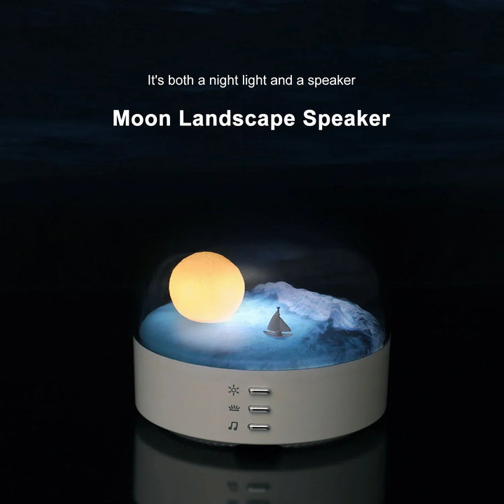 3D Mysterious Moon LED Night Light Speaker | Bowlift