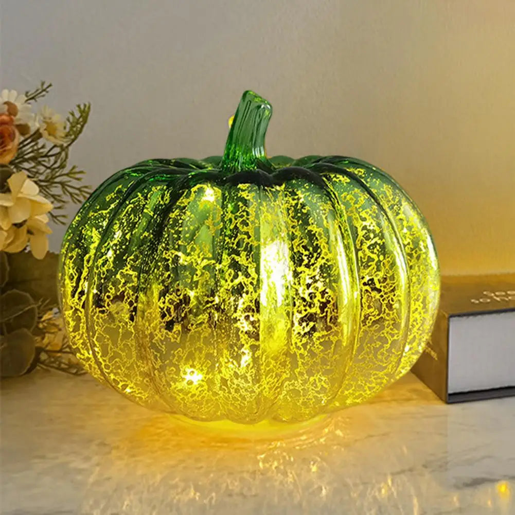 BowLift | Aurelia Glow Glass Pumpkin Decoration | Starry Sky Design | LED & Timer Function | Autumn & Halloween