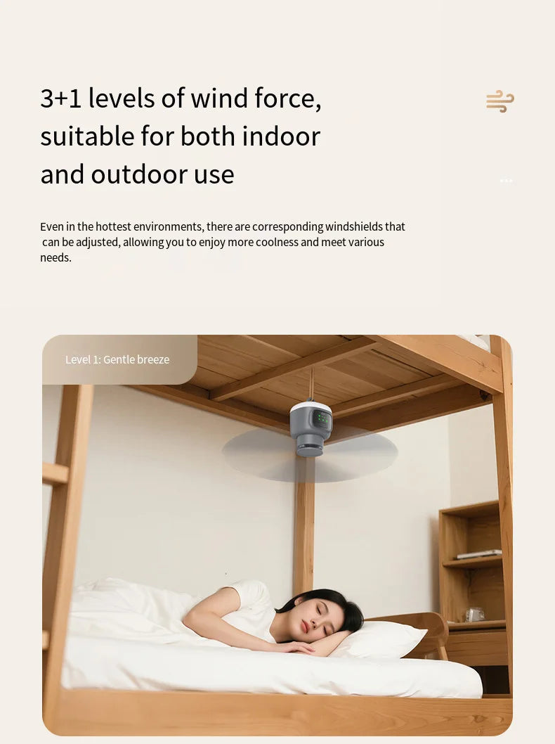 12000mAh Portable Ceiling & Camping Fan – Outdoor Tent Air Circulator and Cooling Ventilator | Bowlift