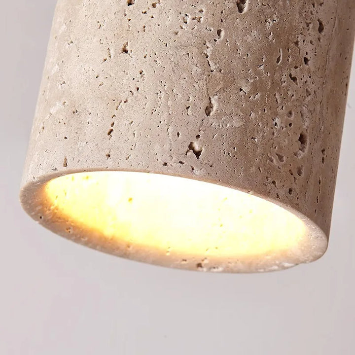 ÉclatPierre – Luxury Travertine LED Pendant Lamp for Hall Bowlift