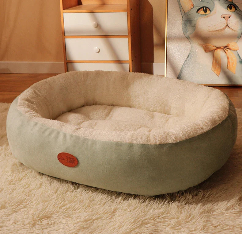 Oval Plush Bed for Dogs & Cats Bowlift