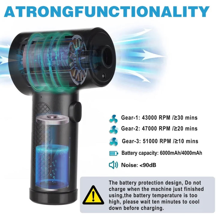 BowLift | Cordless Air Duster with 51,000RPM Motor & LED Light – JetSweep