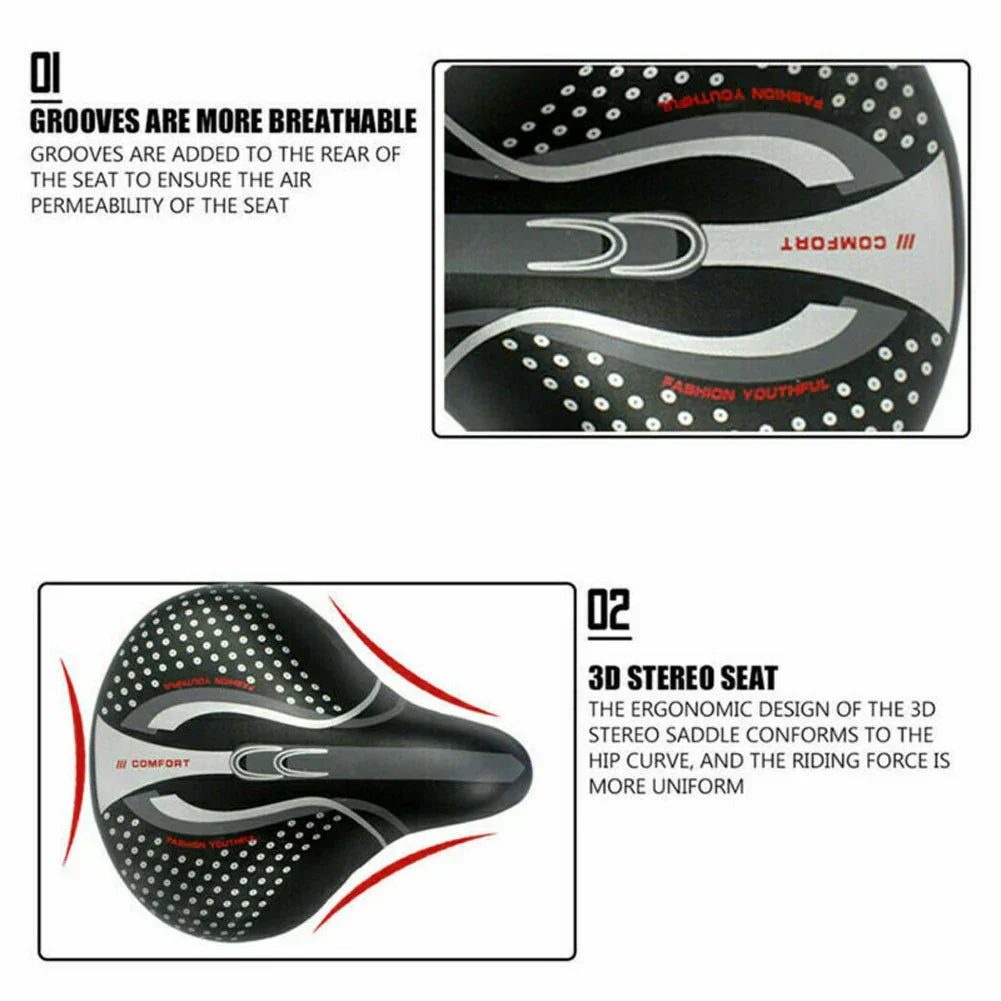 BowLift | Extra Wide Comfort Bike Saddles with Shock Absorption - PU Leather Cushion for Long Distance Cycling