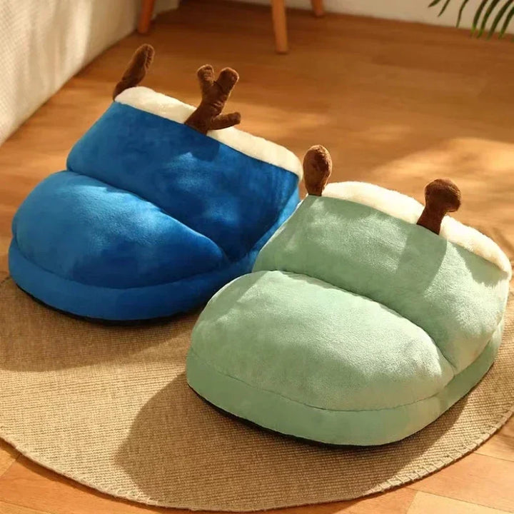 BowLift | Slippernest - Foldable Dog Bed in Coral Fleece for Winter Comfort