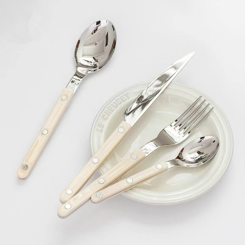 BowLift | 24-Piece Stainless Steel Cutlery Set with Engraved Design - BistroLine