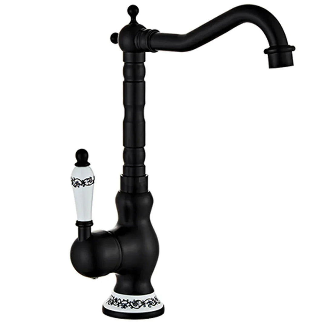 Kitchen faucet made of antique brass with ceramic handle - 360° swivel | Traditional design Bowlift