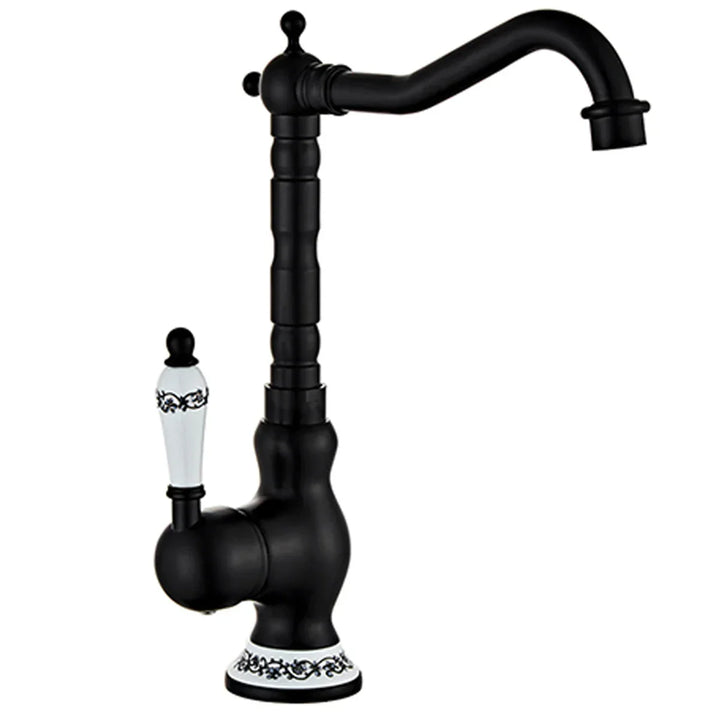 Kitchen faucet made of antique brass with ceramic handle - 360° swivel | Traditional design Bowlift