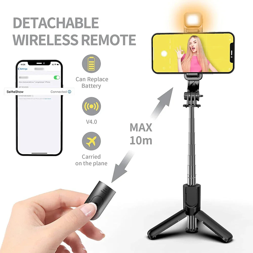 BowLift | Bluetooth Selfie Stick Tripod with Fill Light