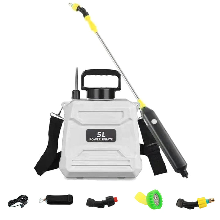 BowLift | SPRAYMATE Pro Battery Pressure Sprayer | 5 L Shoulder Spray Bottle | USB Charging & Adjustable Nozzle | For Garden, Cleaning & Weed Control