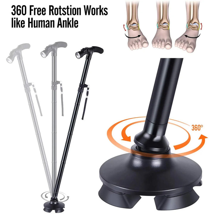 BowLift | Stable Adjustable LED Light Anti-slip Walking Stick