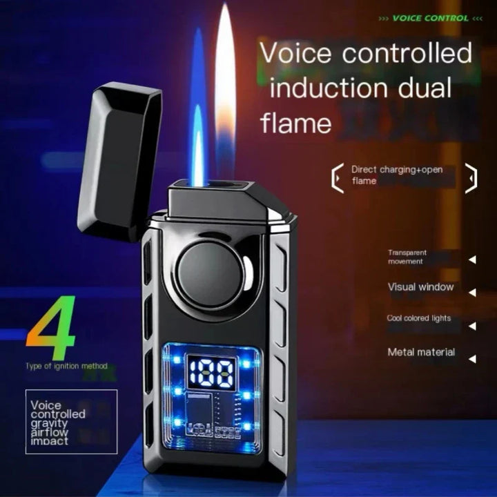 Voice Controlled USB Colorful Double Flame Lighter | Bowlift