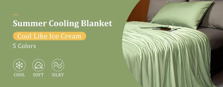 Air Condition Summer Comforter — Pure Color Ice Silk Cooling Blanket, Lightweight & Smooth Twin/King Size Quilt | Bowlift