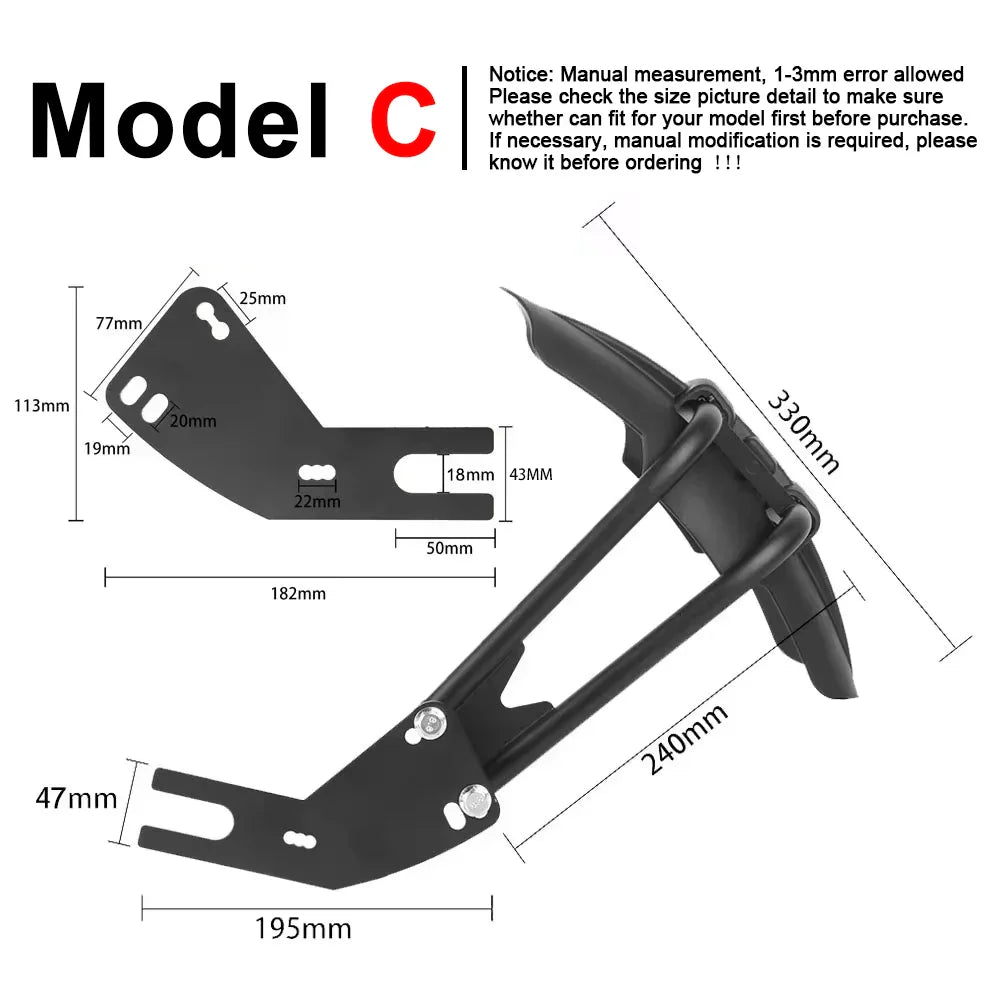 BowLift | Universal Motorcycle Rear Fender Mudguard with Steel Bracket – TrailGuard