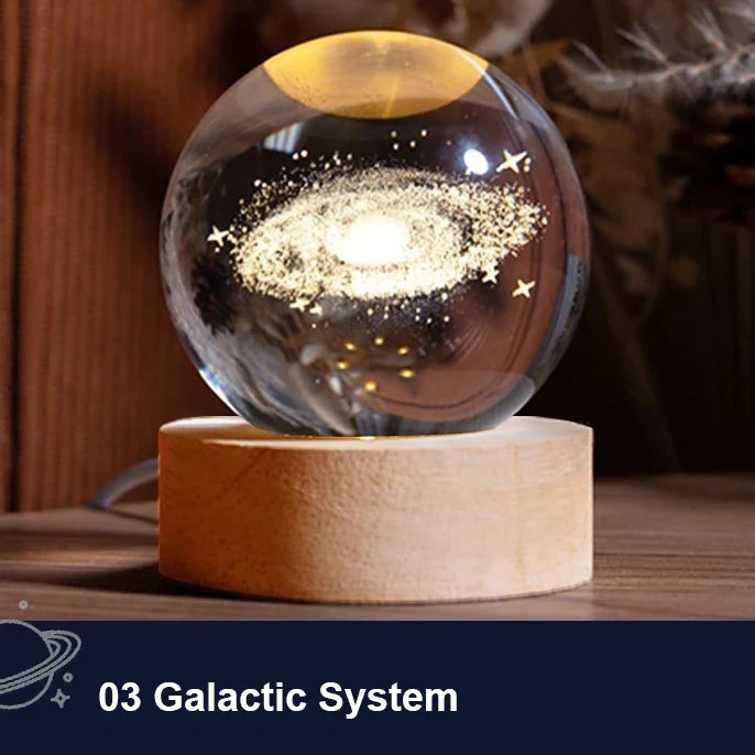 BowLift | Astranova Galaxy Night Light | LED Crystal Ball with Milky Way Design | Warm White Light | Creative Gift for Kids & Adults