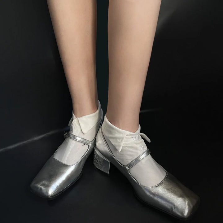 BowLift | Soft Grip Button Ankle Socks