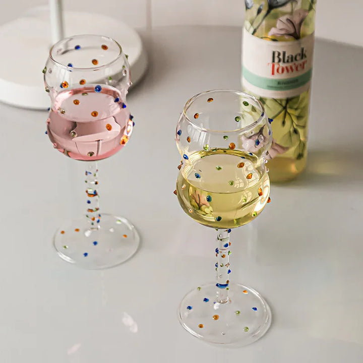 BowLift | Colorful Dots Wine Glass