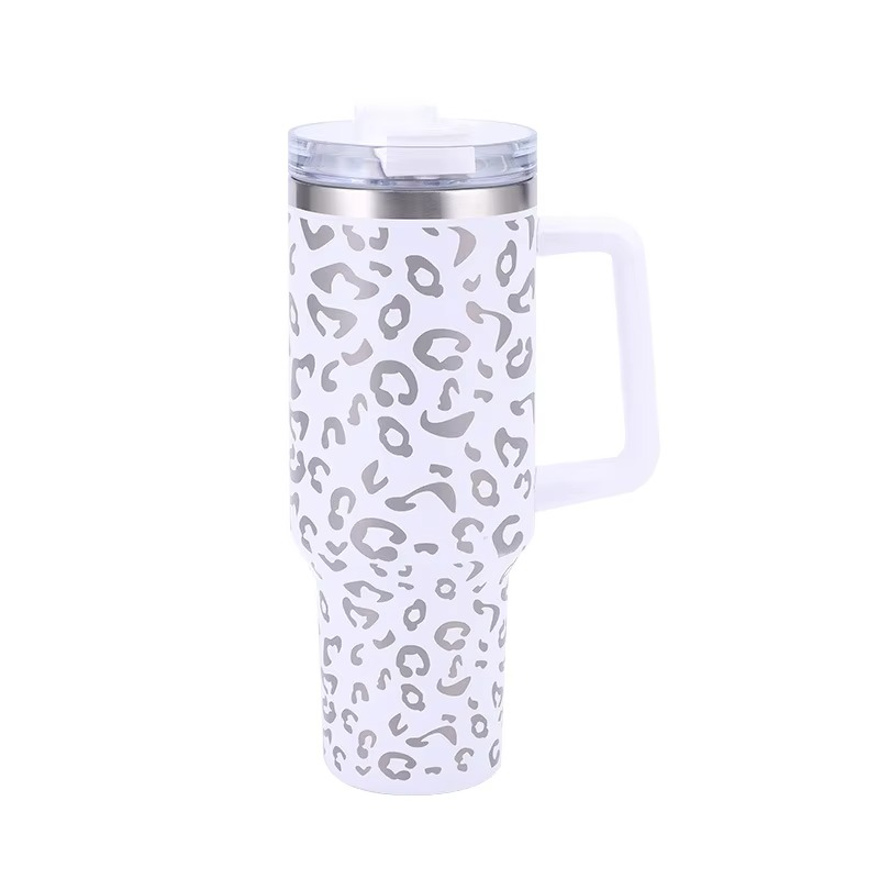 BowLift | Leopard Print Insulated Tumbler with Handle and Straw 40oz Stainless Steel