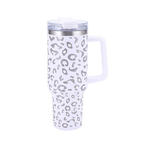BowLift | Leopard Print Insulated Tumbler with Handle and Straw 40oz Stainless Steel