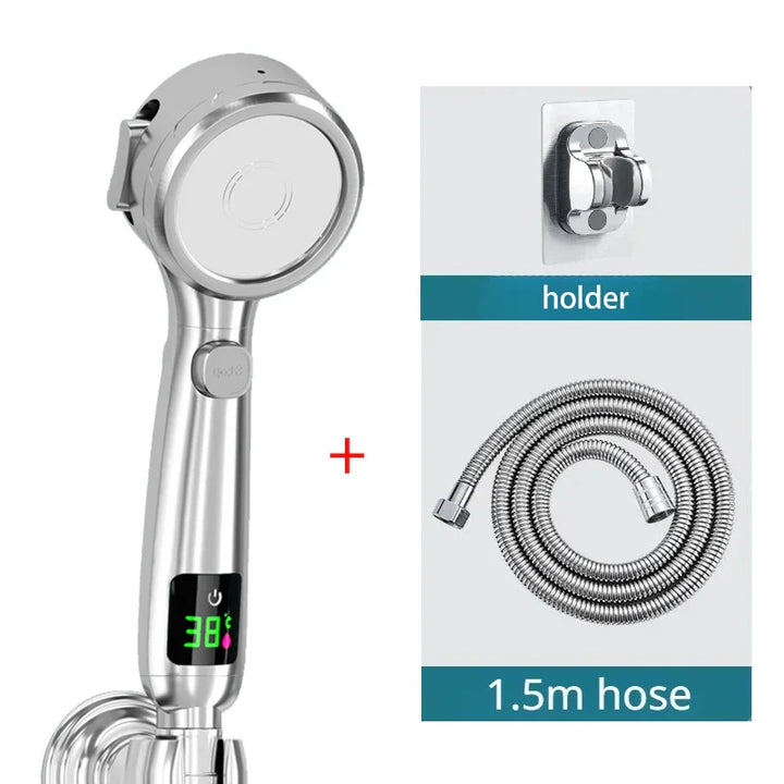LED Showerhead with Digital Temperature Display | High Pressure & Water Saving Bowlift