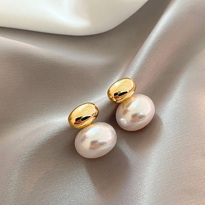 BowLift | Classy Gold Accented Pearl Stud Earrings