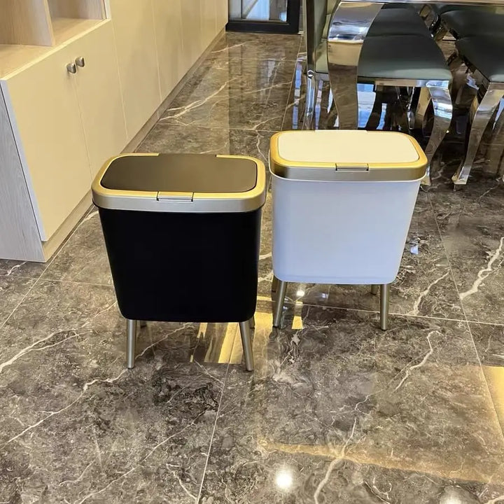 GoldenSlim Modern Trash Can with Lid Bowlift