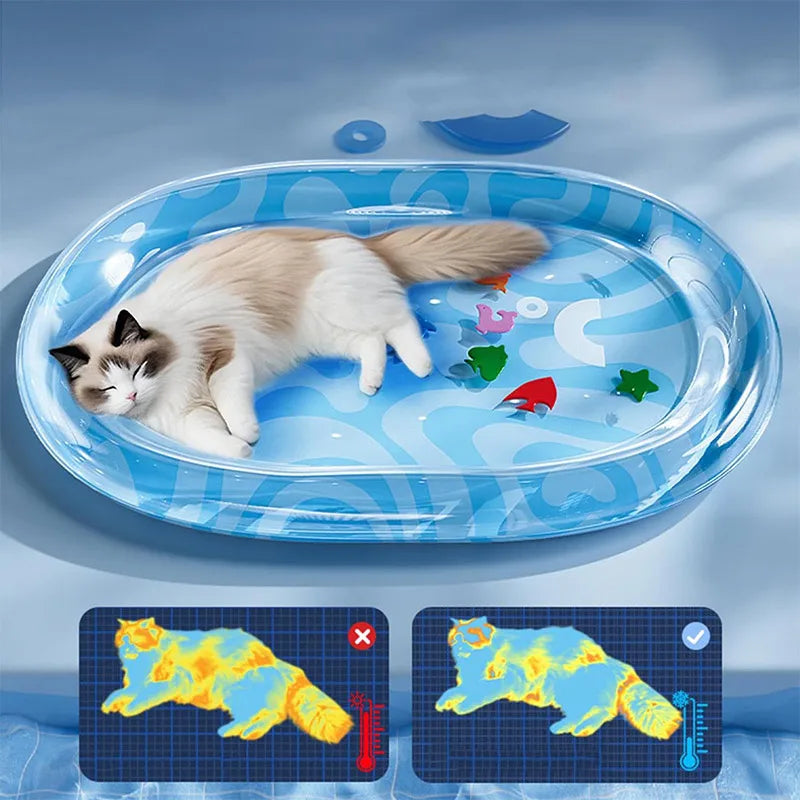 BowLift | Kühlmatte FrostoPaws AquaPad | Inflatable Water Mat for Dogs & Cats | Scratch Resistant & with Air Pump | Available in 3 Sizes