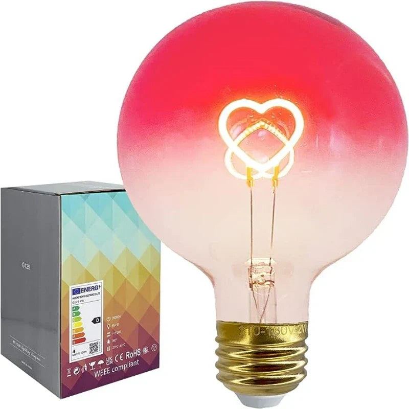 Pink LED light bulb with heart pattern – gradient | Bowlift