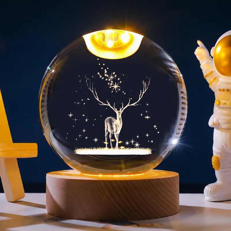 BowLift | Astranova Galaxy Night Light | LED Crystal Ball with Milky Way Design | Warm White Light | Creative Gift for Kids & Adults