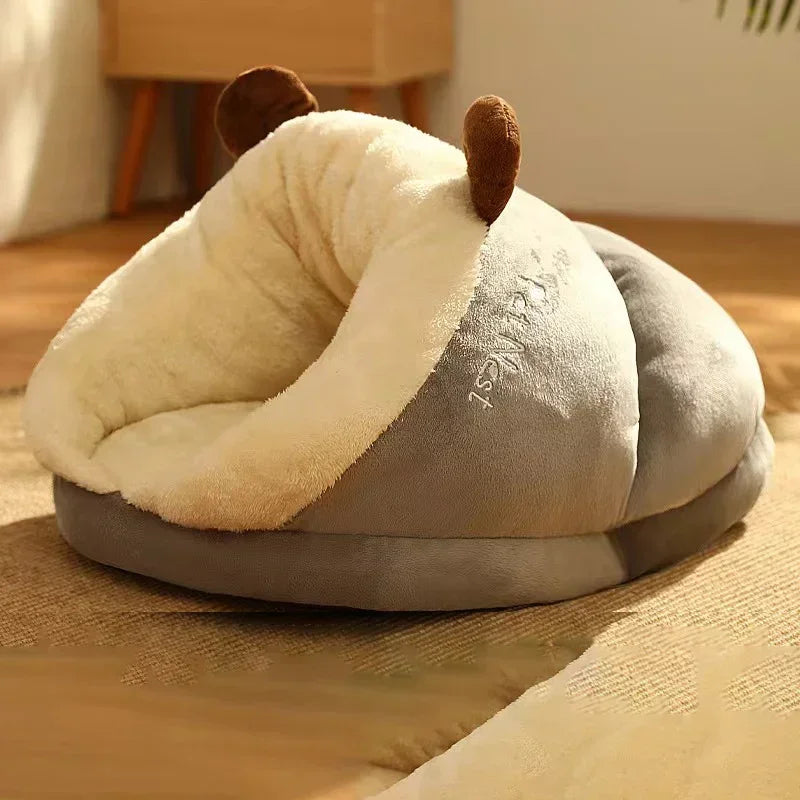 BowLift | Slippernest - Foldable Dog Bed in Coral Fleece for Winter Comfort
