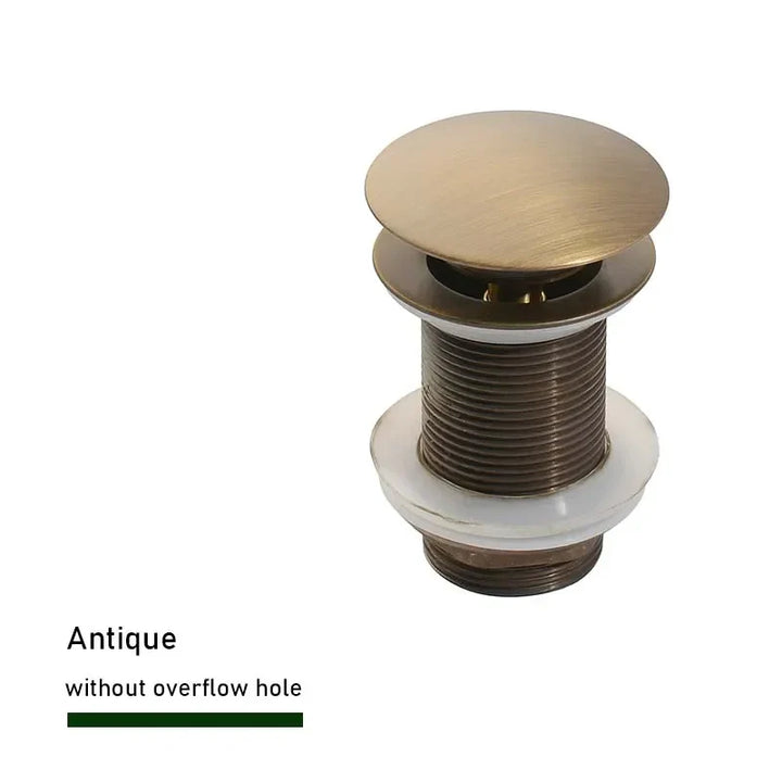 Drain screw with push-down popup – brass | 11 colors | With or without overflow Bowlift