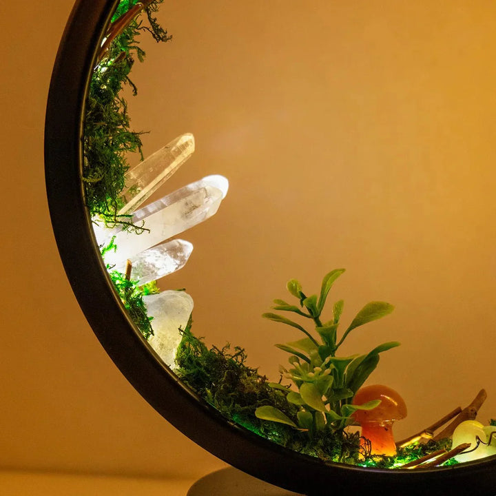 BowLift | Elegant night light - Round frame - Green crystals - Chic decoration