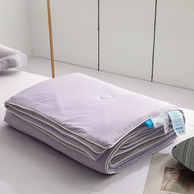 Air Condition Summer Comforter — Pure Color Ice Silk Cooling Blanket, Lightweight & Smooth Twin/King Size Quilt | Bowlift